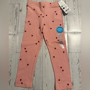 Carter's Pink Leggings with Red Heart Print